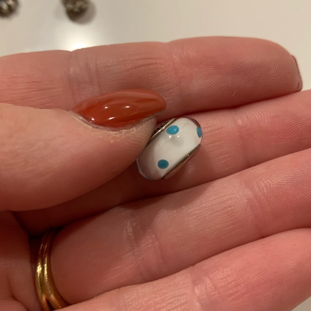 Blue on White Polka Dot Pandora Charm!